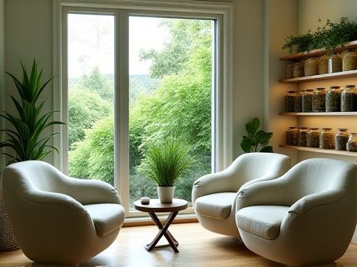 HerbaVive consulting room with plants and natural light